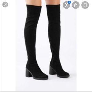 Topshop Knee High Suede Black Boots Size 41
